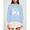 image:imagechouyatou Womens Graphic Floral Pullover Sweater Preppy Golf Knitted TopsLight Blue