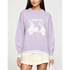image:imagechouyatou Womens Graphic Floral Pullover Sweater Preppy Golf Knitted TopsPurple