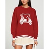 image:imagechouyatou Womens Graphic Floral Pullover Sweater Preppy Golf Knitted TopsRed