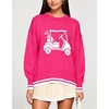 image:imagechouyatou Womens Graphic Floral Pullover Sweater Preppy Golf Knitted TopsRose Red