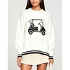 image:imagechouyatou Womens Graphic Floral Pullover Sweater Preppy Golf Knitted TopsWhite