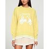 image:imagechouyatou Womens Graphic Floral Pullover Sweater Preppy Golf Knitted TopsYellow