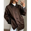 image:imagechouyatou Womens Plaid Trench Coat Button Down Casual Loose Barn JacketCoffee