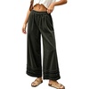 image:imagechouyatou Women Baggy Wide Leg Corduroy Pants Ruffle Ankle Palazzo TrousersArmy Green