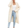 image:imagechouyatou Womens Fall Elegant Open Front Cardigan Sweater Fringed Rib Knit Long Cardigan CoatApricot