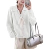 image:imagechouyatou Womens Fall Graphic Chunky Knit Pullover Sweater Cute Y2K Curled Crewneck Oversized Sweater TopOffwhite