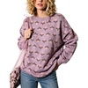 image:imagechouyatou Womens Floral Pattern Pullover Sweater Jumper Crewneck Knit TopsPurple