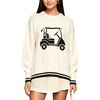 image:imagechouyatou Womens Graphic Floral Pullover Sweater Preppy Golf Knitted TopsBeige