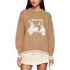 image:imagechouyatou Womens Graphic Floral Pullover Sweater Preppy Golf Knitted TopsKhaki