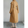 image:imagechouyatou Womens Winter Double Breasted Wool Trench Coat Notch Lapel Dressy Mid Long Overcoat with BeltCamel