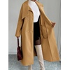 image:imagechouyatou Womens Winter Double Breasted Wool Trench Coat Notch Lapel Dressy Mid Long Overcoat with BeltCamel