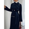 image:imagechouyatou Womens Winter Double Breasted Wool Trench Coat Notch Lapel Dressy Mid Long Overcoat with BeltCamel