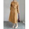 image:imagechouyatou Womens Winter Double Breasted Wool Trench Coat Notch Lapel Dressy Mid Long Overcoat with BeltCamel
