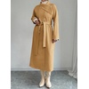 image:imagechouyatou Womens Winter Double Breasted Wool Trench Coat Notch Lapel Dressy Mid Long Overcoat with BeltCamel