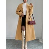 image:imagechouyatou Womens Winter Double Breasted Wool Trench Coat Notch Lapel Dressy Mid Long Overcoat with BeltCamel