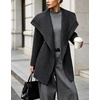 image:imagechouyatou Womens Winter Shawl Collar Mid Long Blazer Wool Trench Coat  Large LapelOvercoatOpen FrontPea CoatBusiness Casual Wool CoatWarm WinterSlim FitAbove Knee LengthShort Trench CoatDark Grey