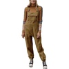image:imagechouyatou Womens Fuzzy Fleece Overall Adjustable Strap Warm Winter Bib Overalls Casual JumpsuitsBrown