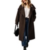 image:imagechouyatou Womens Stand Collar Wool Coat Loose Fit Mid Long Winter PeacoatCoffee