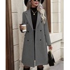 image:imagechouyatou Women Double Breasted Mid Long Dressy Casual Wool Trench Peacoat  Wool Blend Double Breasted Dress Casual Wear Dressy Blazer Wool Jacket Solid Color 2026 Fall Winter Fashion OutfitsGray