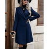 image:imagechouyatou Women Double Breasted Mid Long Dressy Casual Wool Trench Peacoat  Wool Blend Double Breasted Dress Casual Wear Dressy Blazer Wool Jacket Solid Color 2026 Fall Winter Fashion OutfitsNavy