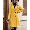 image:imagechouyatou Women Double Breasted Mid Long Dressy Casual Wool Trench Peacoat  Wool Blend Double Breasted Dress Casual Wear Dressy Blazer Wool Jacket Solid Color 2026 Fall Winter Fashion OutfitsYellow