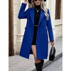 image:imagechouyatou Women Double Breasted Mid Long Dressy Casual Wool Trench Peacoat  Wool Blend Double Breasted Dress Casual Wear Dressy Blazer Wool Jacket Solid Color 2026 Fall Winter Fashion OutfitsRoyal Blue