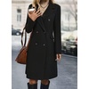 image:imagechouyatou Women Double Breasted Mid Long Dressy Casual Wool Trench Peacoat  Wool Blend Double Breasted Dress Casual Wear Dressy Blazer Wool Jacket Solid Color 2026 Fall Winter Fashion OutfitsBlack