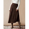 image:imagechouyatou Womens Fall Winter Ruffle A Line Faux Suede Leather SkirtCoffee