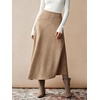 image:imagechouyatou Womens Fall Winter Ruffle A Line Faux Suede Leather SkirtKhaki