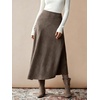 image:imagechouyatou Womens Fall Winter Ruffle A Line Faux Suede Leather SkirtTaupe Grey