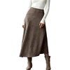 image:imagechouyatou Womens Fall Winter Ruffle A Line Faux Suede Leather SkirtTaupe Grey