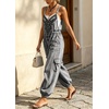 image:imagechouyatou Women Boho Floral Embroidered Denim Overalls Baggy Jean Jumpsuits  Wide Leg Harem Denim Bib OverallsGray