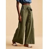 image:imagechouyatou Women Boho Smocked High Waisted Wide Leg Jeans Baggy Palazzo PantArmy Green