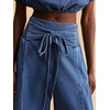 image:imagechouyatou Women Boho Smocked High Waisted Wide Leg Jeans Baggy Palazzo PantBlue