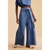 image:imagechouyatou Women Boho Smocked High Waisted Wide Leg Jeans Baggy Palazzo PantBlue