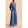 image:imagechouyatou Women Boho Smocked High Waisted Wide Leg Jeans Baggy Palazzo PantBlue