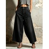 image:imagechouyatou Womens Baggy Wide Leg Jeans Boyfriend Trendy Ankle Palazzo PantsBlack