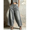 image:imagechouyatou Womens Baggy Wide Leg Jeans Boyfriend Trendy Ankle Palazzo PantsGrey