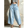 image:imagechouyatou Womens Baggy Wide Leg Jeans Boyfriend Trendy Ankle Palazzo PantsLight Blue