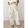 image:imagechouyatou Womens Floral Denim Barrel Jeans Y2K Cropped Denim Pants  Adjustable HemsConvertibleHarem PantsCottonBoyfriendBohoVintageY2KCargoStretchyPatchworkTrendy CasualStreetwearWhite