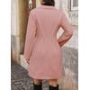 image:imagechouyatou Womens Notched Lapel Double Breasted Wool Trench Coat Work Casual Mid Long Blazer Pea Coat OvercoatPink