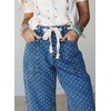 image:imagechouyatou Y2K Pattern Barrel Jeans Mid Rise Denim Ankle Pants for Women  Barrel leg Floral pattern Soft material Drawstring Cropped lengthBlue Dot