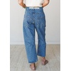 image:imagechouyatou Y2K Pattern Barrel Jeans Mid Rise Denim Ankle Pants for Women  Barrel leg Floral pattern Soft material Drawstring Cropped lengthBlue Dot