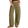image:imagechouyatou Polka Dot Denim Pant High Waist Wide Leg Barrel Jeans for Women  Boyfriend y2k jenas 90s Soft breathable texture Denim ankle pants 2026 Barrel leg Patchwork baggy jeans Polka dot printArmy Green