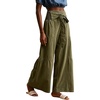 image:imagechouyatou Women Boho Smocked High Waisted Wide Leg Jeans Baggy Palazzo PantArmy Green