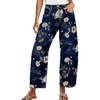 image:imagechouyatou Womens Baggy Barrel Jeans Denim Pants Pattern Mid Rise Jeans Wide Leg Denim Ankle PantsDark Blue