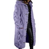 image:imagechouyatou Womens Thick Open Front Button Down Cable Knit Cardigan Sweater with PocketsPurple