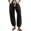image:imagechouyatou Y2K Pattern Barrel Jeans Mid Rise Denim Ankle Pants for Women  Barrel leg Floral pattern Soft material Drawstring Cropped lengthBlack Dot