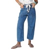 image:imagechouyatou Y2K Pattern Barrel Jeans Mid Rise Denim Ankle Pants for Women  Barrel leg Floral pattern Soft material Drawstring Cropped lengthBlue Dot