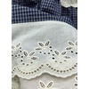 image:imagechouyatou Womens Cute Plaid Ruffle Hem Skirt Hollow Out Eyelet Elastic Waist Swing Midi Long SkirtDark Blue